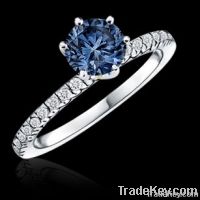 4.5 cts. Huge blue center diamond ring jewelry gold new