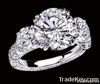 Big diamond ring 6 ct. diamonds 3 stone ring white gold