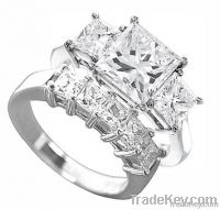 2.5 carat princess cut three-stone 3 stone diamond ring