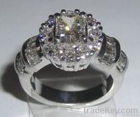 3.01 carat DIAMOND RADIANT CUT antique look ring gold
