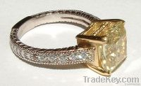 3 carats yellow canary DIAMOND ring antique look new