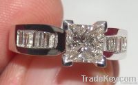 2.35 carat DIAMOND antique look ring PRINCESS gold new