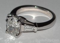 2.01 ct. oval diamond three 3 stone ring White Gold new