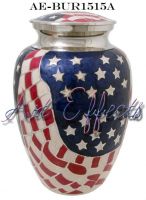 American Flag Brass Urn