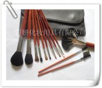 cosmetic brush set of black soft imitation leather bag