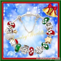 Fashion beautiful silver christams tree bead charm bracelets