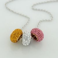 Sterling Silver Tri Colors Crystal Pendant