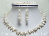 6*8mm white freshwater pearls necklace set