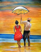  Romance on the beach Painting