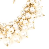 Gold And Shine Metal Pearl Stone Off-white Choker Necklace