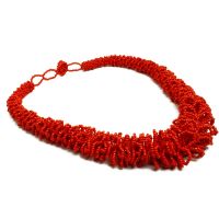 Hot Red Seed Bead Necklace
