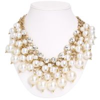 Gold And Shine Metal Pearl Stone Off-white Choker Necklace