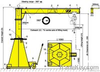 Column swing lever type hoisting crane