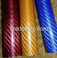 hot sell colorful fiberglass tube with factory price gold silver blue carbon fiber tube