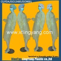cheap PP/SMS/PP+PE disposable yellow isolation gown
