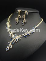 2016 NEW fashion luxury elegant blue zircon necklace earring jewelry