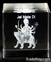 Religious Gift Jai Mata Di in 3D Crystal Cube