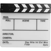 Acrylic clapperboard with black & white clapper sticks