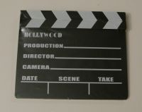 Wood clapperboard with black & white clapper sticks