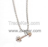 Metal Alloy Crossfit dumbbell jewelry necklace