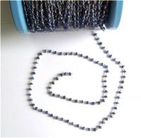 Blue Sapphire Faceted Beads in Silver Chain