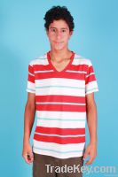 T-shirt V neck Pima cotton stripes