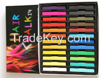 Hair Chalk Pen Dye Temporary Non-toxic 24 Colors Pastels Salon Kit HY