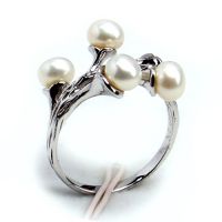 6MM White Freshwater Pearls 925 Sterling Silver Ring Size 6-8