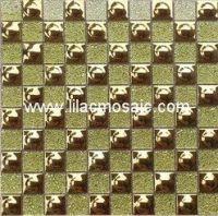 Metallic Golden Ceramic Mosaic Mix Glass Tile For Wall Decoration