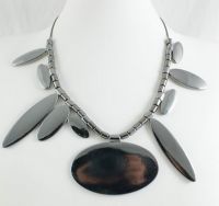 SMOOTH GUNMETAL METAL  CONNECTED NECKLACE
