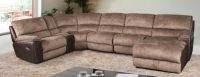 synthetic leather and fabric sectional sofa with reclining