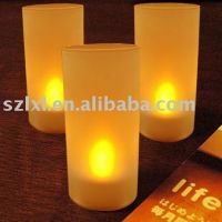 LED amber flickering tealight with holder