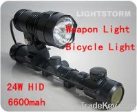 24W HID Weapon Light and Bicycle Light with 6600mah rechargeable batte