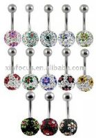 Crystal stainless steel belly ring