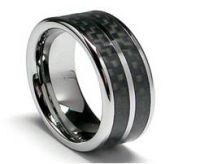 8mm Men Tungsten Carbide Rings Inlay Double Row Black Carbon Fiber