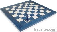 Blue Ash Burl & Earble High Gloss Deluxe Chess Board