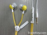 handsfree headphone for mobile phone fashion zipper headphone