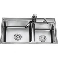 double bowl stainless steel sink (WD8143)