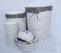 Willow laundry basket with lining fabric household adornment willow basket