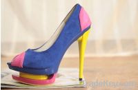 2012 high heel PU leather fish mouth pumps fashion women shoes online/