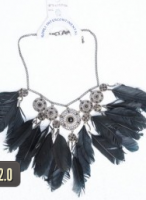 Gothic Black Feather Necklace