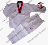 white ribbed poom V-collar taekwondo uniforms