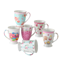Romatic flower design porcelain ceramic coffee mugs for promotion