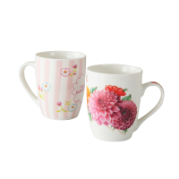 12 oz 348ml OEM pink flower color cute porcelain cup drinking ceramic coffee mug