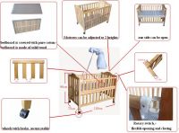 Solid wood foldable baby bed