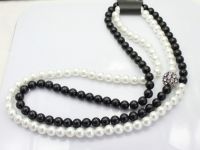 Fashion black costume necklace, hot selling pearl fashion jewelry