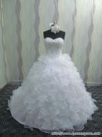 2015 New Fashion Ball Gown Organza Crystal and Pearl Beaded  White /ivory lace Wedding dress made in China