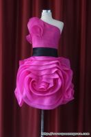 2015 Latest Flower short Evening Dress Sexy Formal  Prink one shoulder  Evening dress