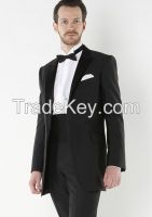 Men slim fit suit 100% wool one buttons shawl lapel black Tuxedos