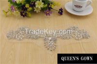 wholesale applique embroidered crafting latest rhinestones dress hot fix bead rhinestone patch for wedding dress